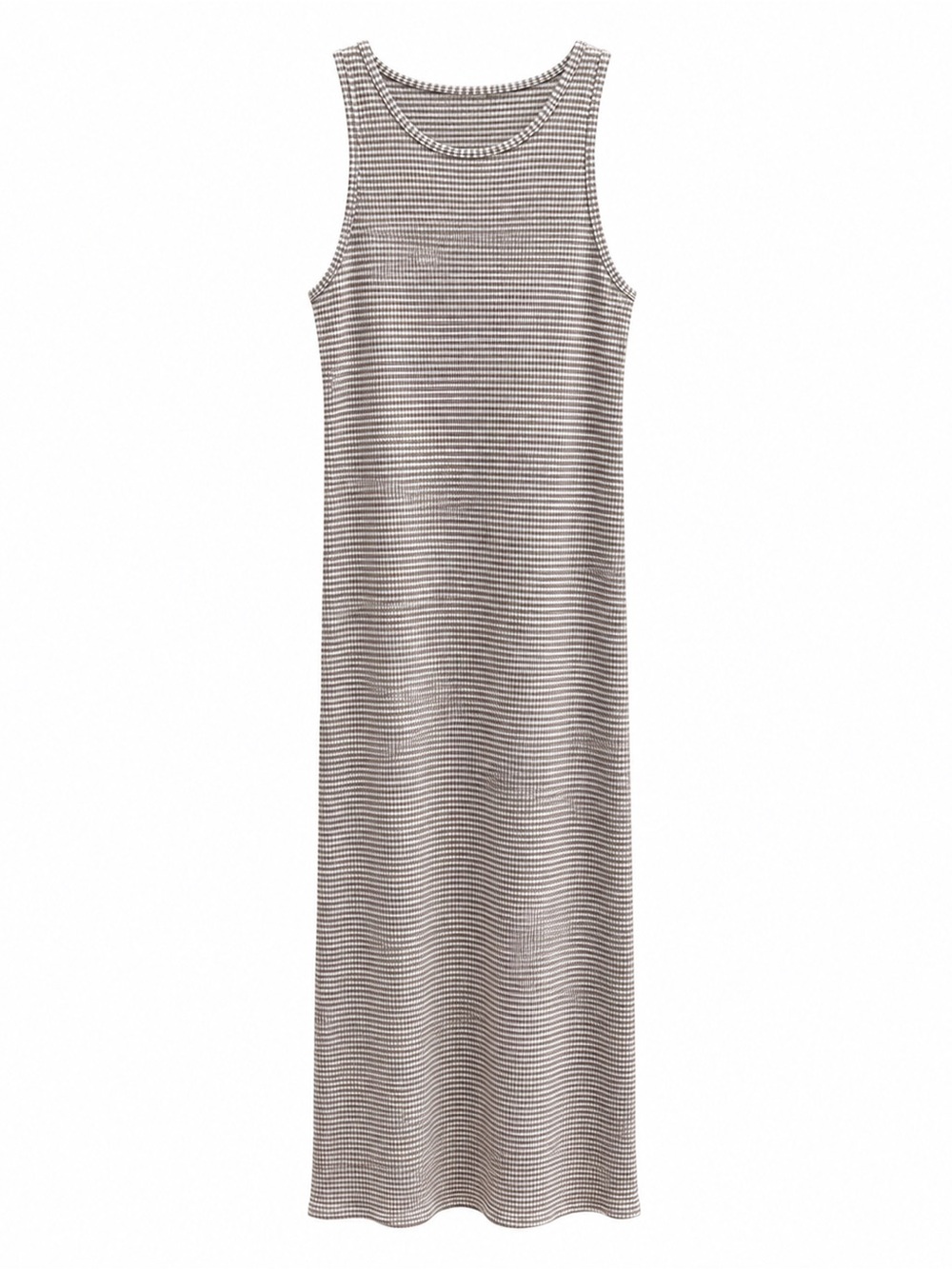 Ribbed Tank Maxi Dress - Gold & White Stripe